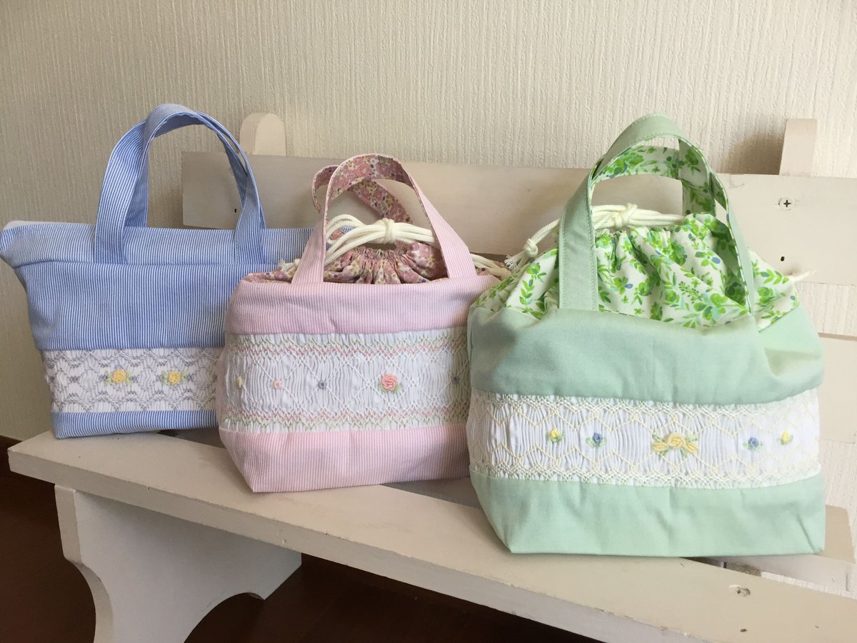 スモッキング刺繍 ランチバッグ（巾着・保冷）オーダー品