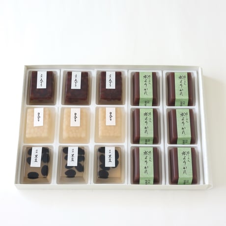 冷菓詰合せ15個入り箱：豆入寒天×9・水ようかん×6