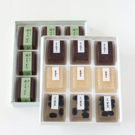 冷菓詰合せ18個入り箱：豆入寒天×9・水ようかん×9