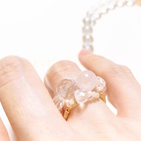 【完売】ソウルメイトの彼の連絡をギュッと引き寄せモルガナイト💖水晶リング！