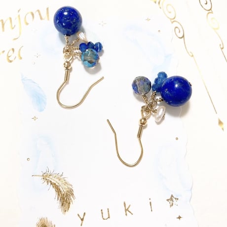 【ピアス】【完売】彼との愛を全力お守りジュエリー９月・ラピスラズリ・カイヤナイトピアス（イヤリング）💖