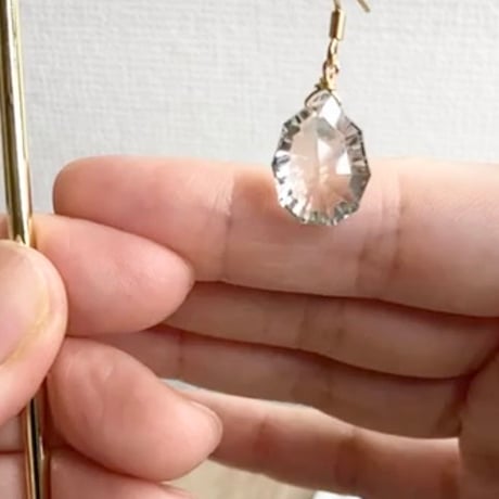 【限定1】グリーンアメジストジュエリーカットピアス/イヤリング