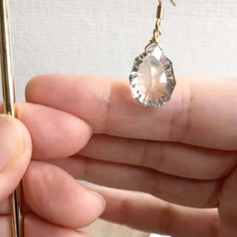限定1】グリーンアメジストジュエリーカットピアス/イヤリング