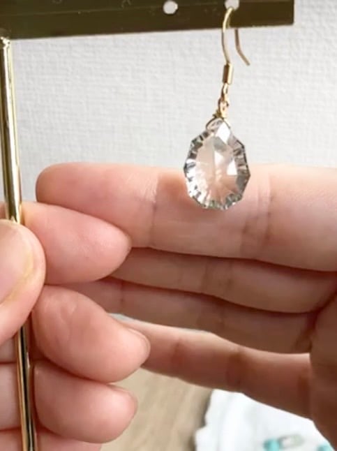 限定1】グリーンアメジストジュエリーカットピアス/イヤリング