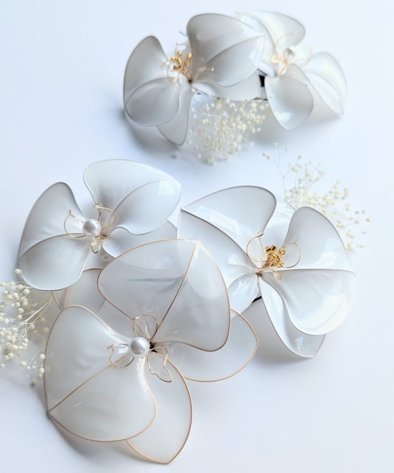 入学式・卒業式・和婚髪飾り｜胡蝶蘭 ＜シアーホワイト＞ 5本セット