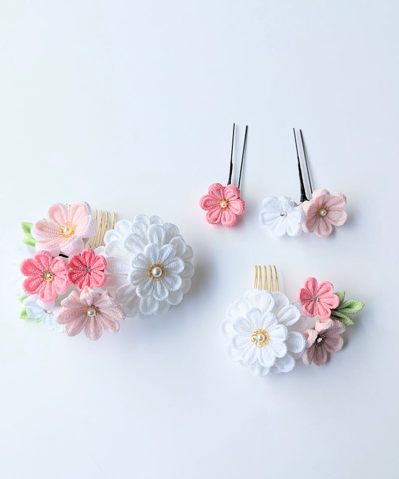 成人式・卒業式髪飾り｜つまみ細工 春彩‐はるいろ‐＜桜色＞｜ふんわり
