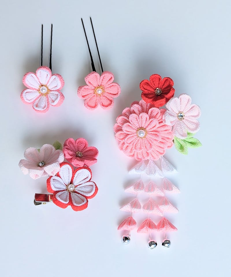 七五三 髪飾り｜つまみ細工 彩羽‐いろは‐＜薄桃＞｜ふんわり可憐