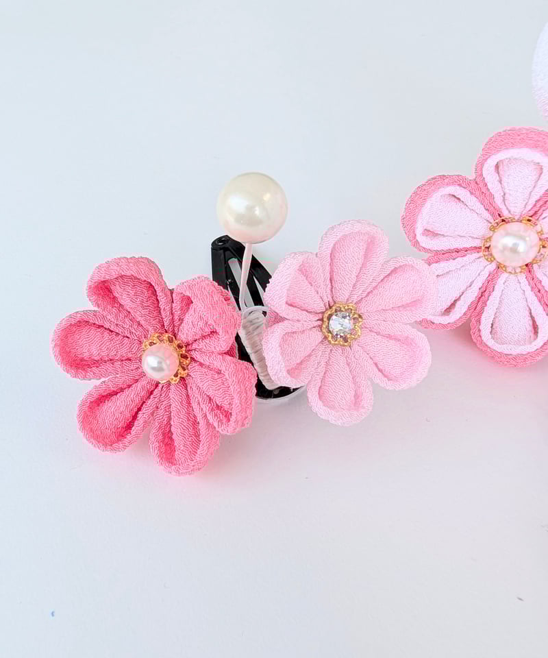 七五三 髪飾り 3歳向け｜つまみ細工 夢菜-ゆな-＜うさぎ×うす紅