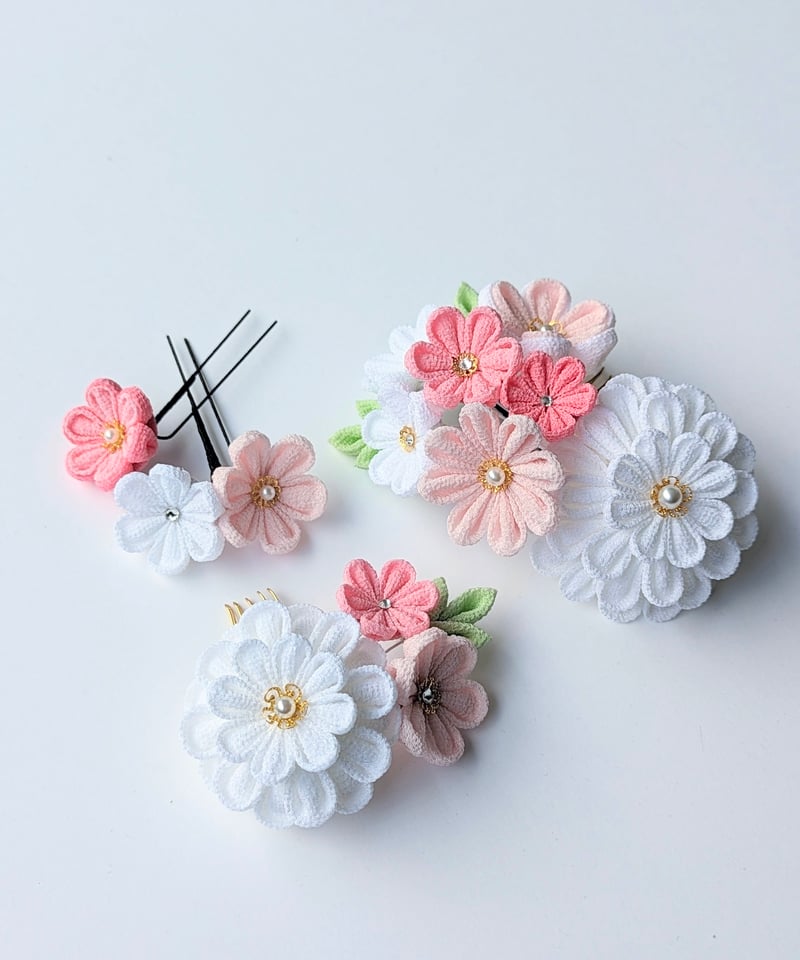 つまみ細工髪飾り花haru 19-26 つまみ細工髪飾り はるの華 コーム mameまめ工房 通販 17001912