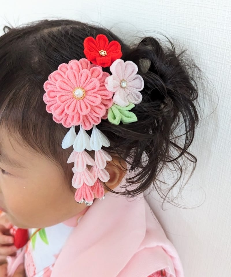 七五三 髪飾り♡ 七五三髪飾り3歳·7歳向け｜つまみ細エ 彩羽-いろは-＜ 水色＞｜んだ