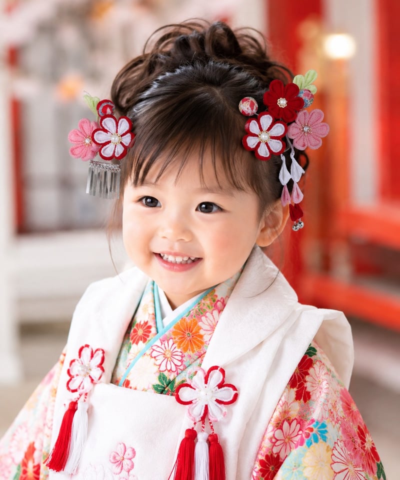 七五三 髪飾り 3歳用｜つまみ細工 姫苺‐ひめいちご‐＜赤＞｜小さな可憐