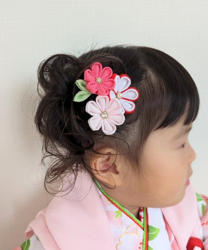 七五三 髪飾り｜つまみ細工 彩羽-いろは-＜赤＞｜晴れの日に映える