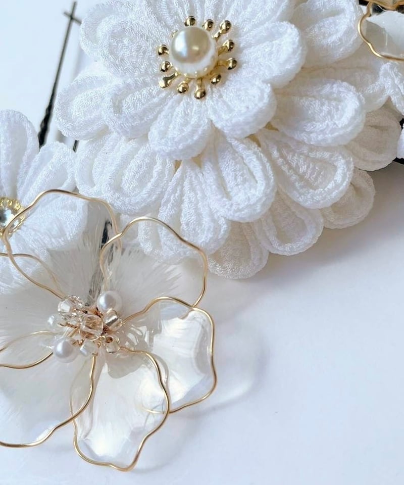 成人式・卒業式 髪飾り｜つまみ細工×アメリカンフラワー 涼々