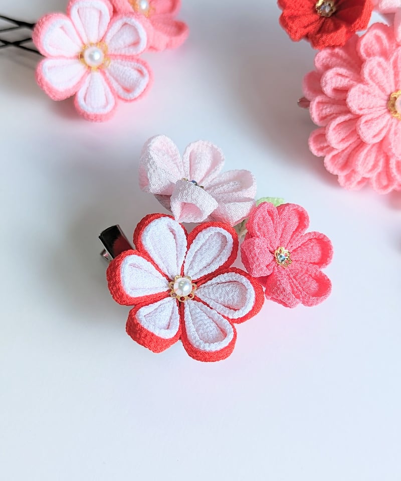 hanaさま専用 七五三髪飾りセット 薄桃色×薄藤色 6-73 七五三 髪飾り｜つまみ細工 彩羽‐いろは‐＜薄桃＞｜ふんわり可憐