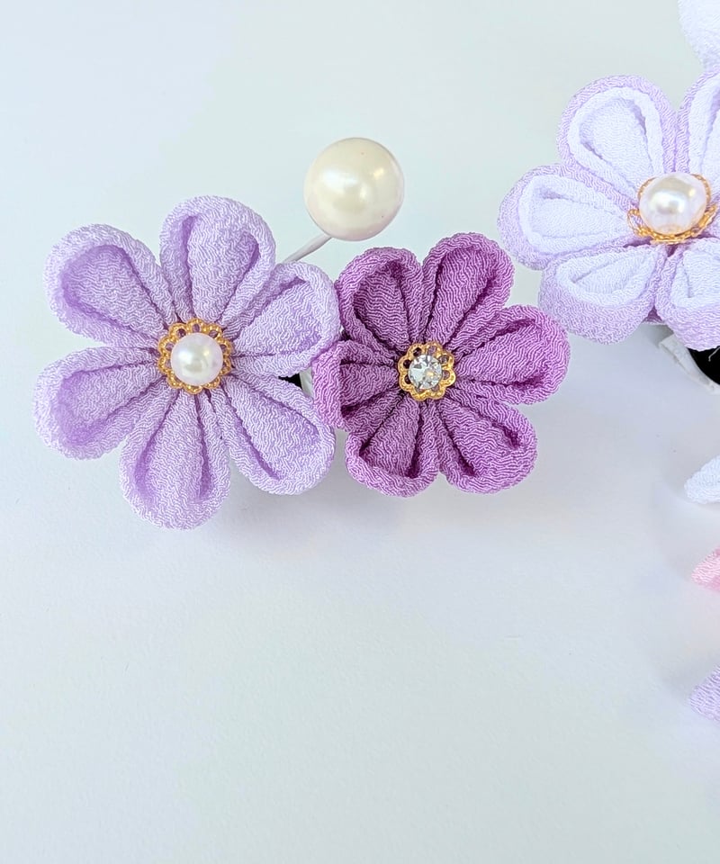 七五三・お祝い 髪飾り｜つまみ細工 夢菜 -ゆな-＜うさぎ×淡紫