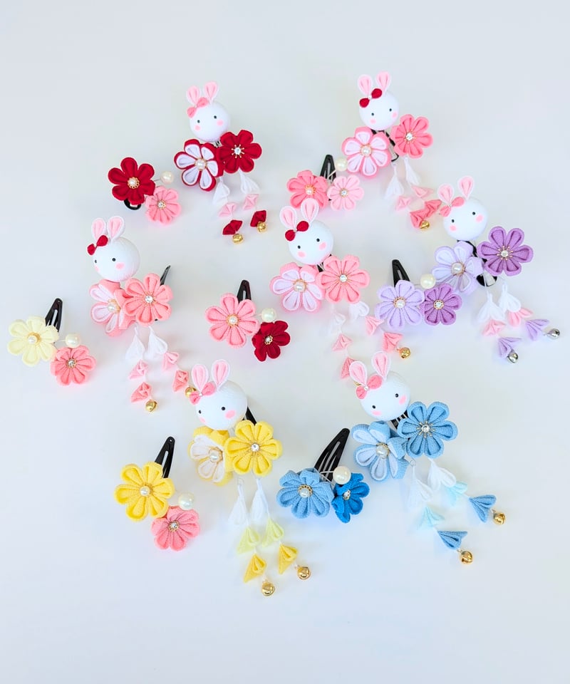 七五三 髪飾り 3歳向け｜つまみ細工 夢菜-ゆな-<うさぎ×黄色