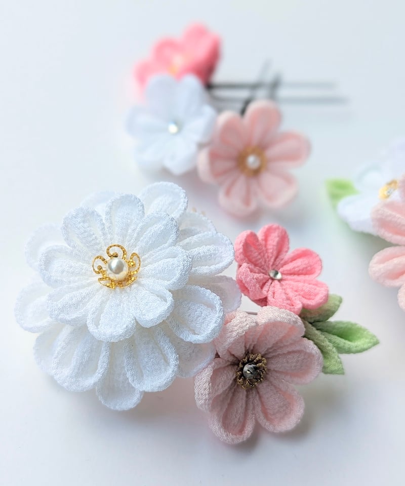 成人式・卒業式髪飾り｜つまみ細工 春彩‐はるいろ‐＜桜色＞｜ふんわり