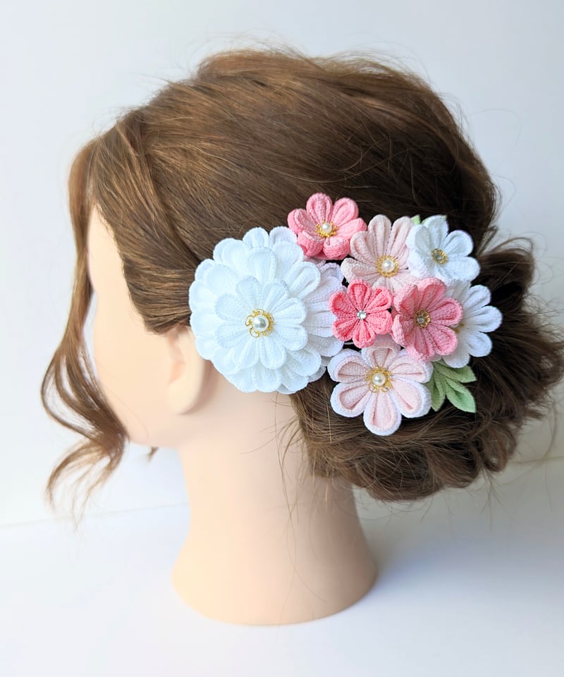 成人式・卒業式髪飾り｜つまみ細工 春彩‐はるいろ‐＜桜色＞｜ふんわり