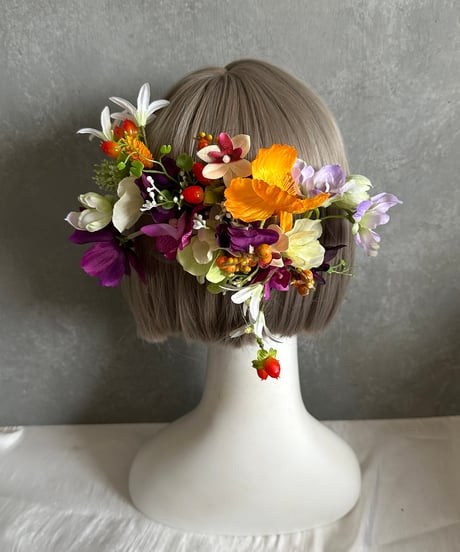 【即納　1週間程】生花風ヘッドドレス For adult/kids