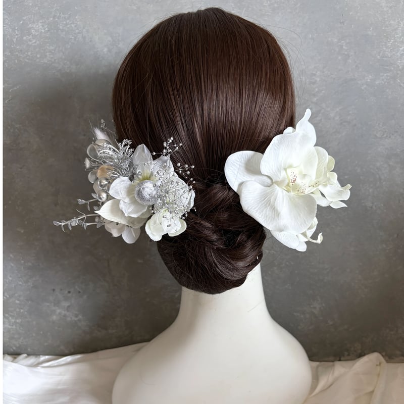 人気No.2】胡蝶蘭髪飾りセットSLV 銀箔水引セット【1週間以内