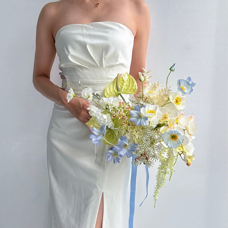 ブーケ&ブートニア　カラードレス　結婚式　アーティフィシャルフラワー 造花・完成品】ミックスカラーのブーケ【結婚式 フラワー ブーケ