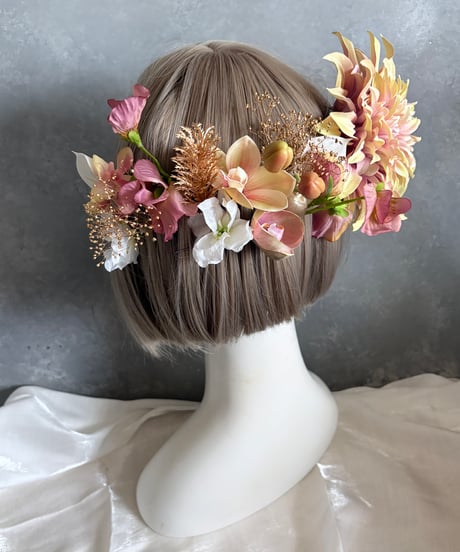 【即納　1週間程】生花風髪飾り X