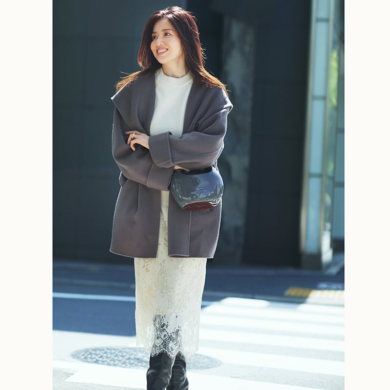 新品タグ付き❗️ブークレトッパーニットコートアルページュストーリー ミモレ別注】アルページュストーリー フードリバーミドルコート | mi