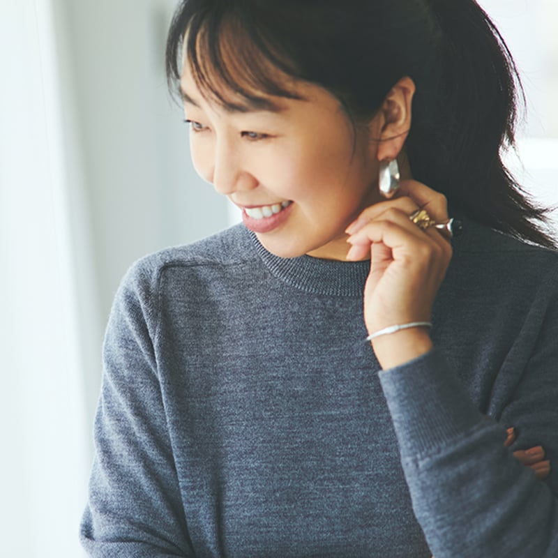 スローン×ミモレ別注】ダブルフェイスニット グレー【数量限定】 | mi