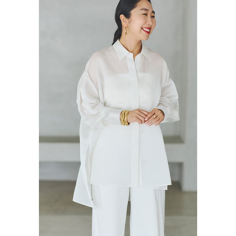 追加販売＞ミモレ別注・ル フィルのシアーシャツ＜ホワイト