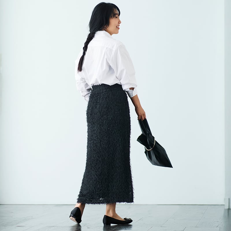 未使用 ノコオーノ NOKO OHNN フリンジスカート/40/シャギーツイード 追加受注】ミモレ別注NAVEのシャギースカート【数量限定】 | mi