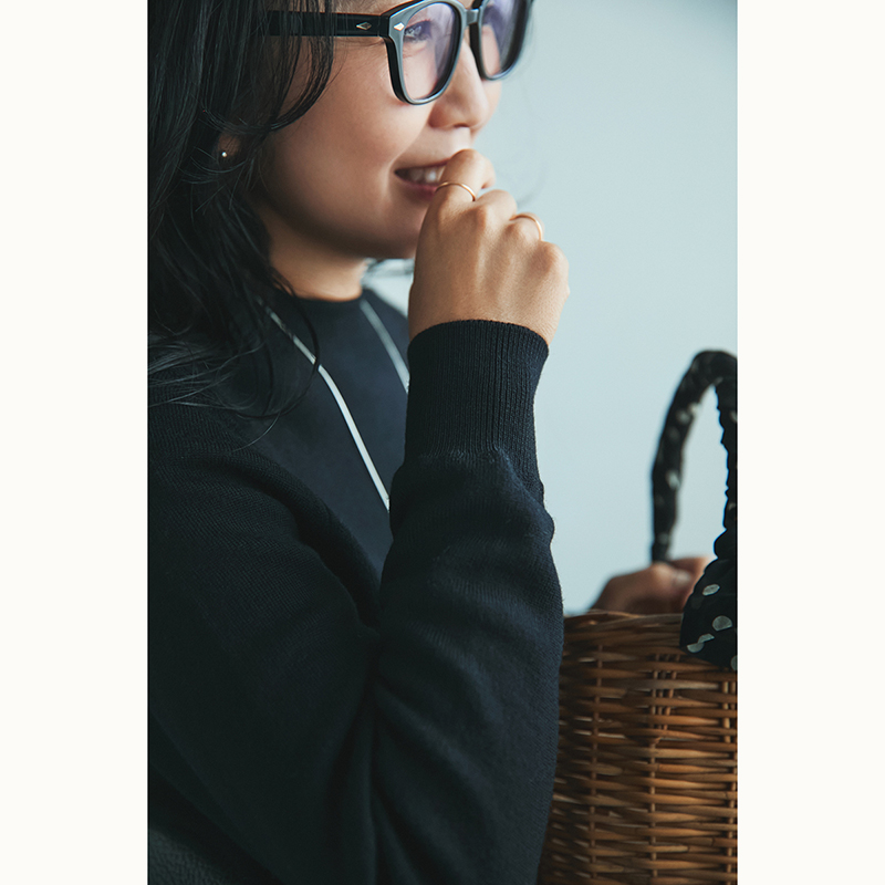 スローン×ミモレ別注】ダブルフェイスニット ブラック【数量限定