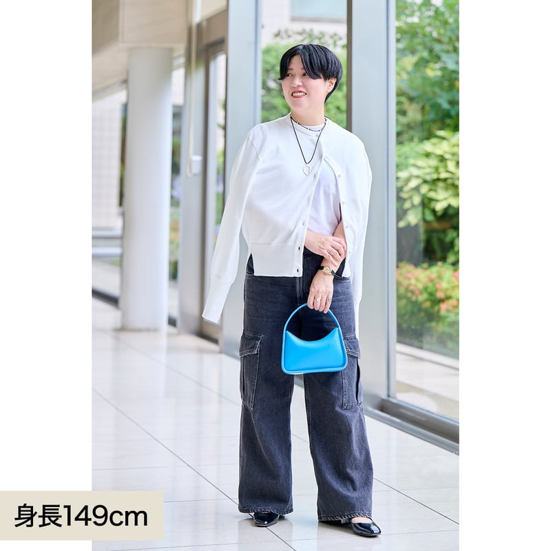 【モラビトプルミエ】ドッキングドレープカーディガン　モニーレ装飾 eclat 2024年11月号掲載 MORABITO アウターとバッグに香るパリの洗練