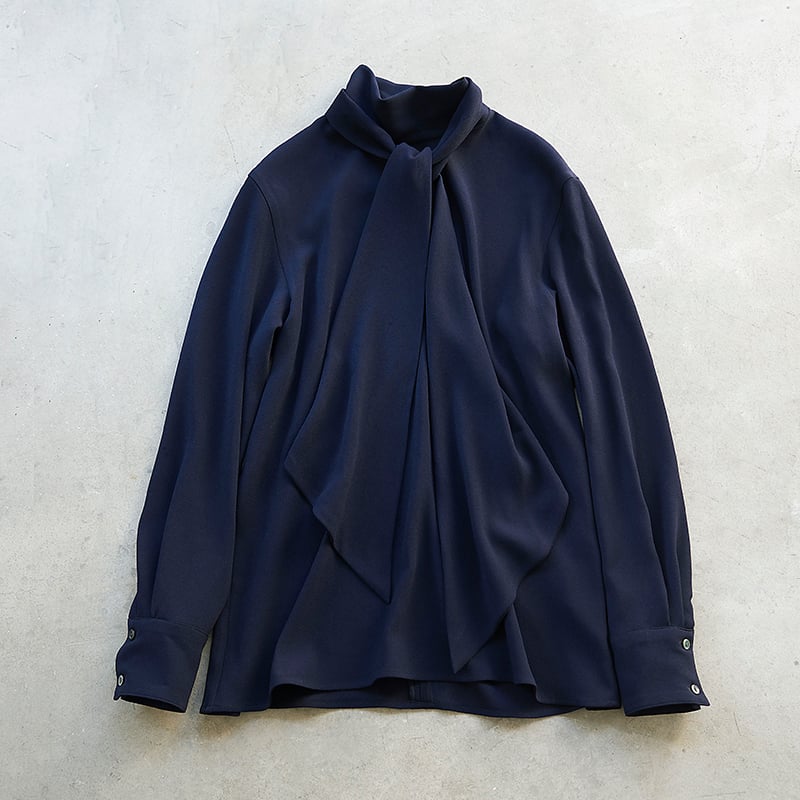 人気 ウィムガゼット サテンボウタイブラウス 長袖 洗える 23AW ゆったり ウィムガゼット サテンボウタイブラウス 人気 ウィムガゼット