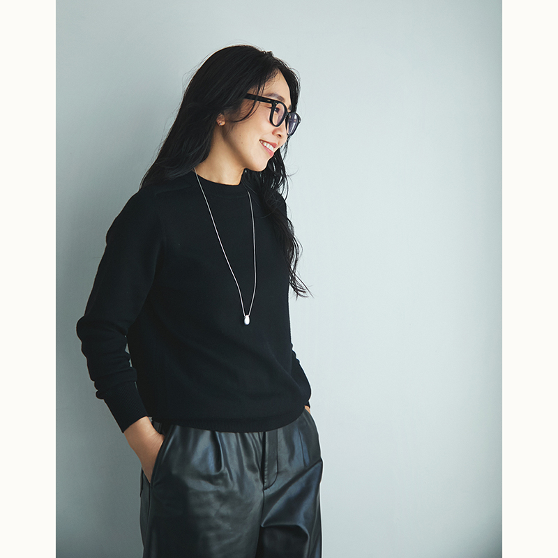 スローン×ミモレ別注】ダブルフェイスニット ブラック【数量限定