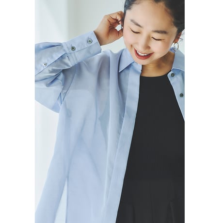 ＜追加販売＞ミモレ別注・ル フィルのシアーシャツ＜ブルー＞【数量限定】