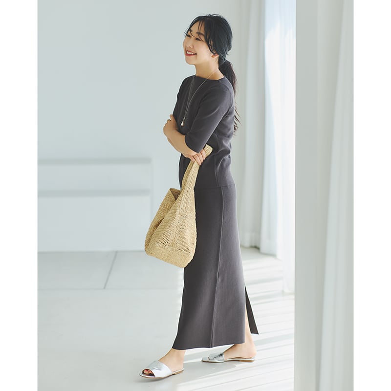 mi-mollet × Demi-Luxe BEAMS シンプルボートネックニット.M mi-mollet × Demi-Luxe BEAMS シンプルボートネックニット.M