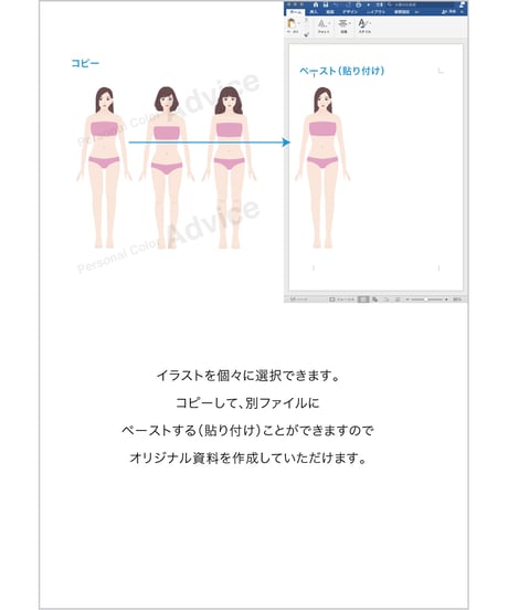 骨格タイプWordデータ　正面・横（ブルーベース）