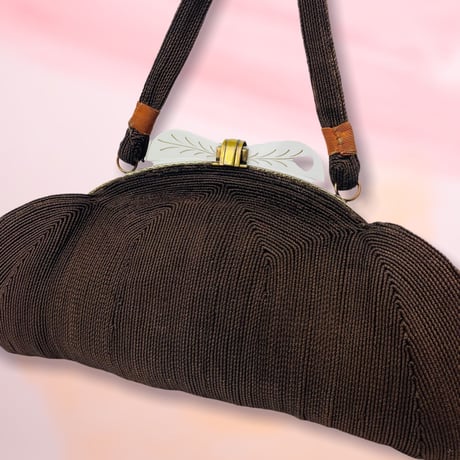 40’s Brown Half Circle Top Handle Bag