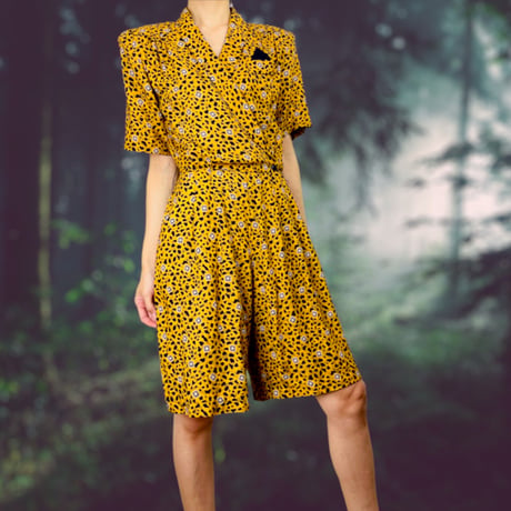 80’s Double Breasted Leopard Print Romper