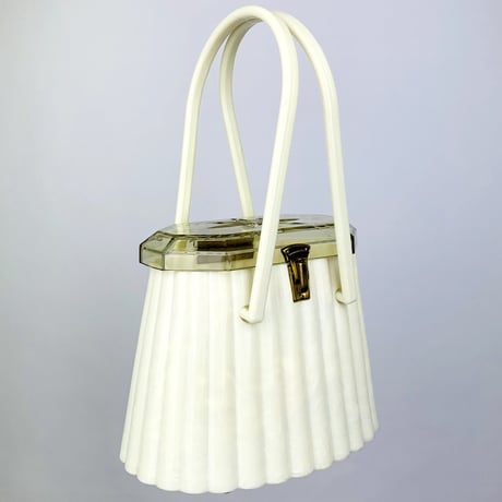 50's White Scalloped Lucite Bag