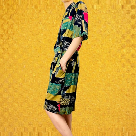 .80’s Rayon Abstract Print Romper