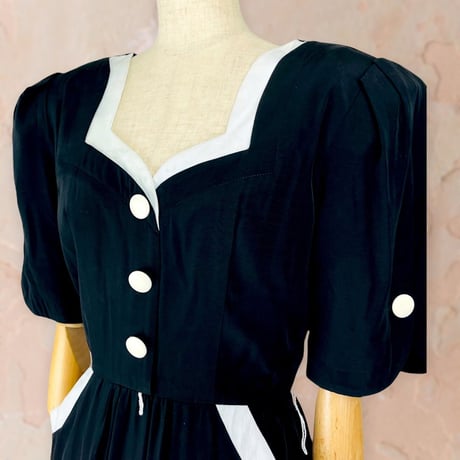 60’s Union Made Black and White Midi Dress