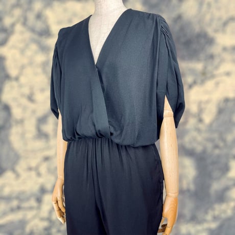 80’s Black Draped Jumpsuit