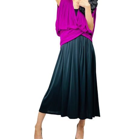 Grecian  Drape Dress Fuchsia and black