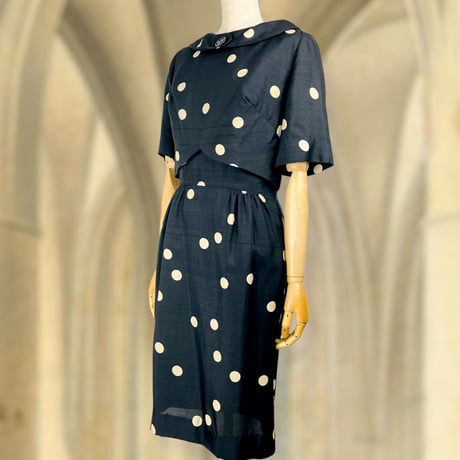 50’s Polka Dots Silk Wiggle Dress