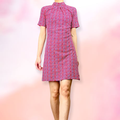 60’s High Neck Anchor Knit Mini Dress