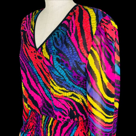 80s Deadstock Animal Print Boho Dress by Diane Freis