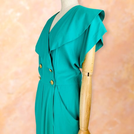 80’s Bright Green Buttoned Dress