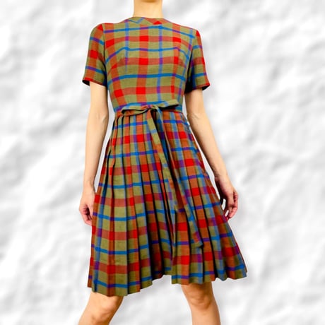 60’s Plaid Accordion Dress