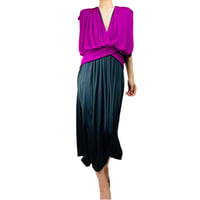 Grecian  Drape Dress Fuchsia and black